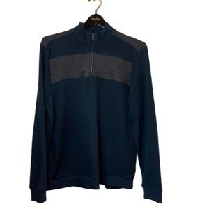 Calvin Klein Classic Sweater Men's Large Blue Quarter Zipper Sweatshirt Pullover